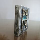 Case for matches in pewter, brass and email signed "latappy" 1970