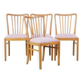 Lot de 4 chaises de salle à manger vintage au design danois des années 1970 avec assises en tissu violet clair