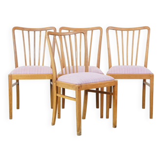 Lot de 4 chaises de salle à manger vintage au design danois des années 1970 avec assises en tissu violet clair