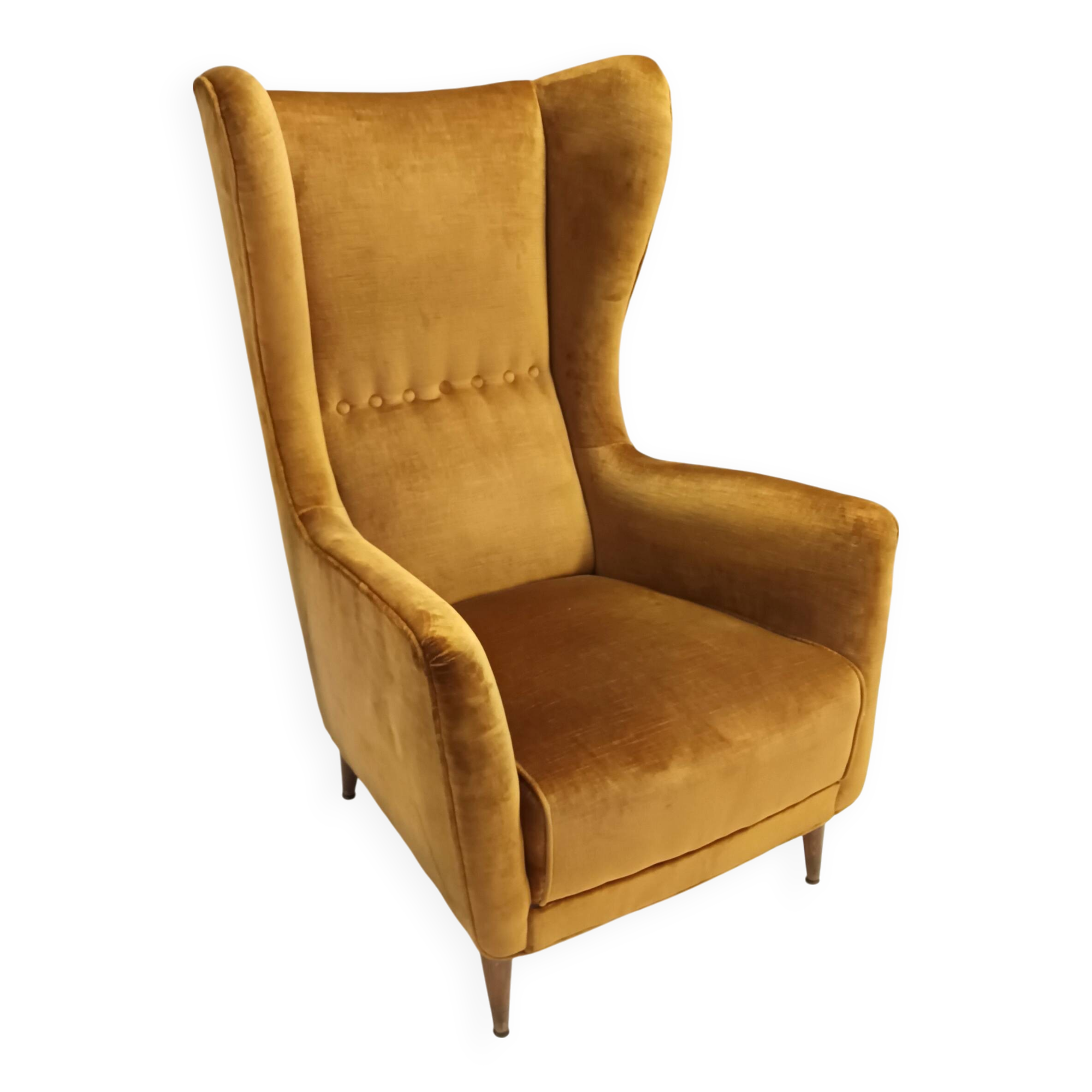 Dark Goldenrod Wingback Armchair model 437 by Gio Ponti for Cassina