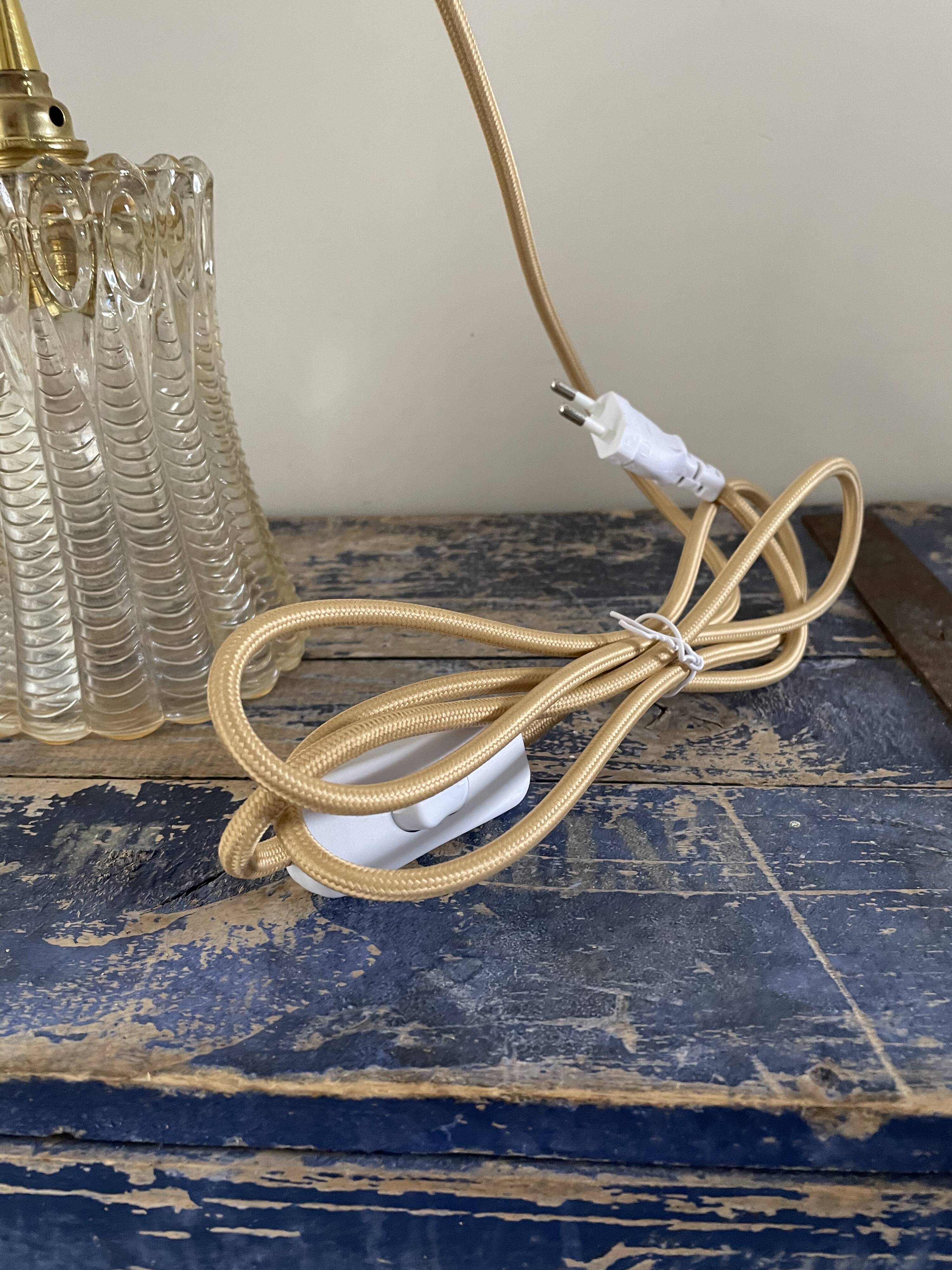 Vintage amber glass walking lamp electrified to nine