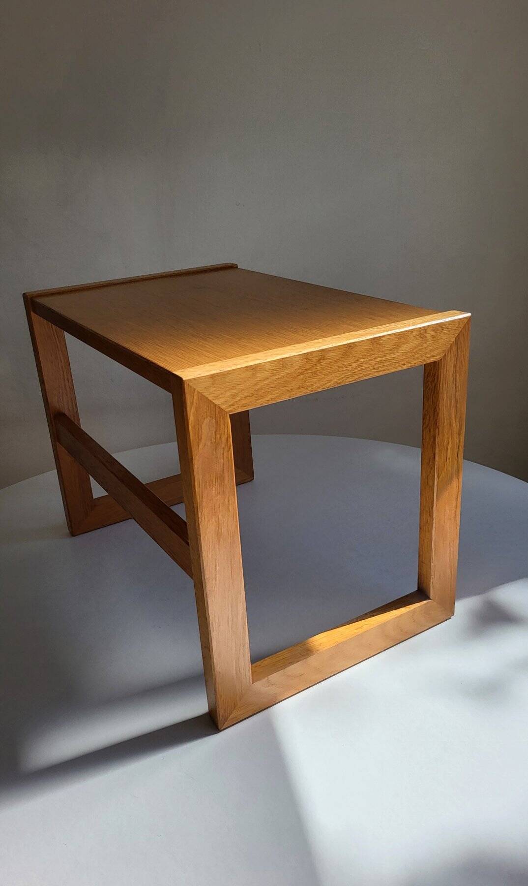 Modernist solid oak nesting table 1970