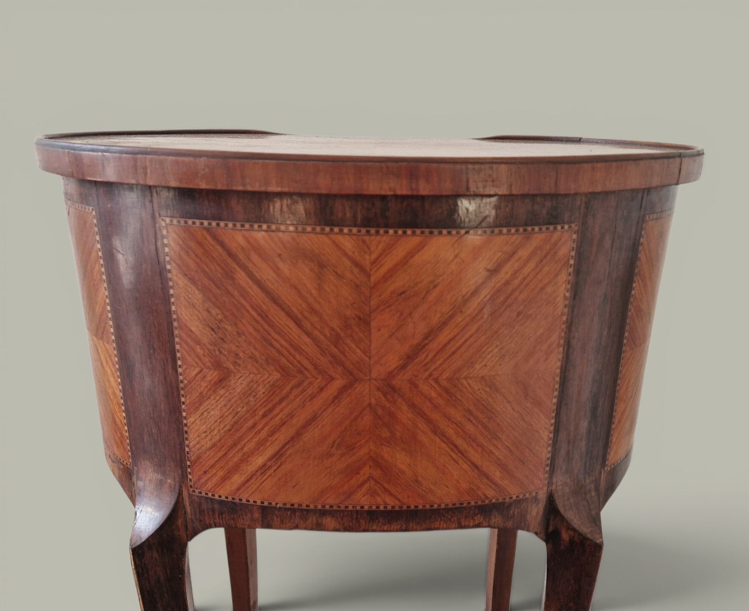 Curved side table in Louis XV style with marquetry - late 19th century