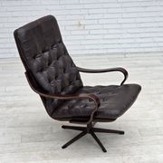 1970s, Scandinavian swivel armchair, original patchwork furniture leather.