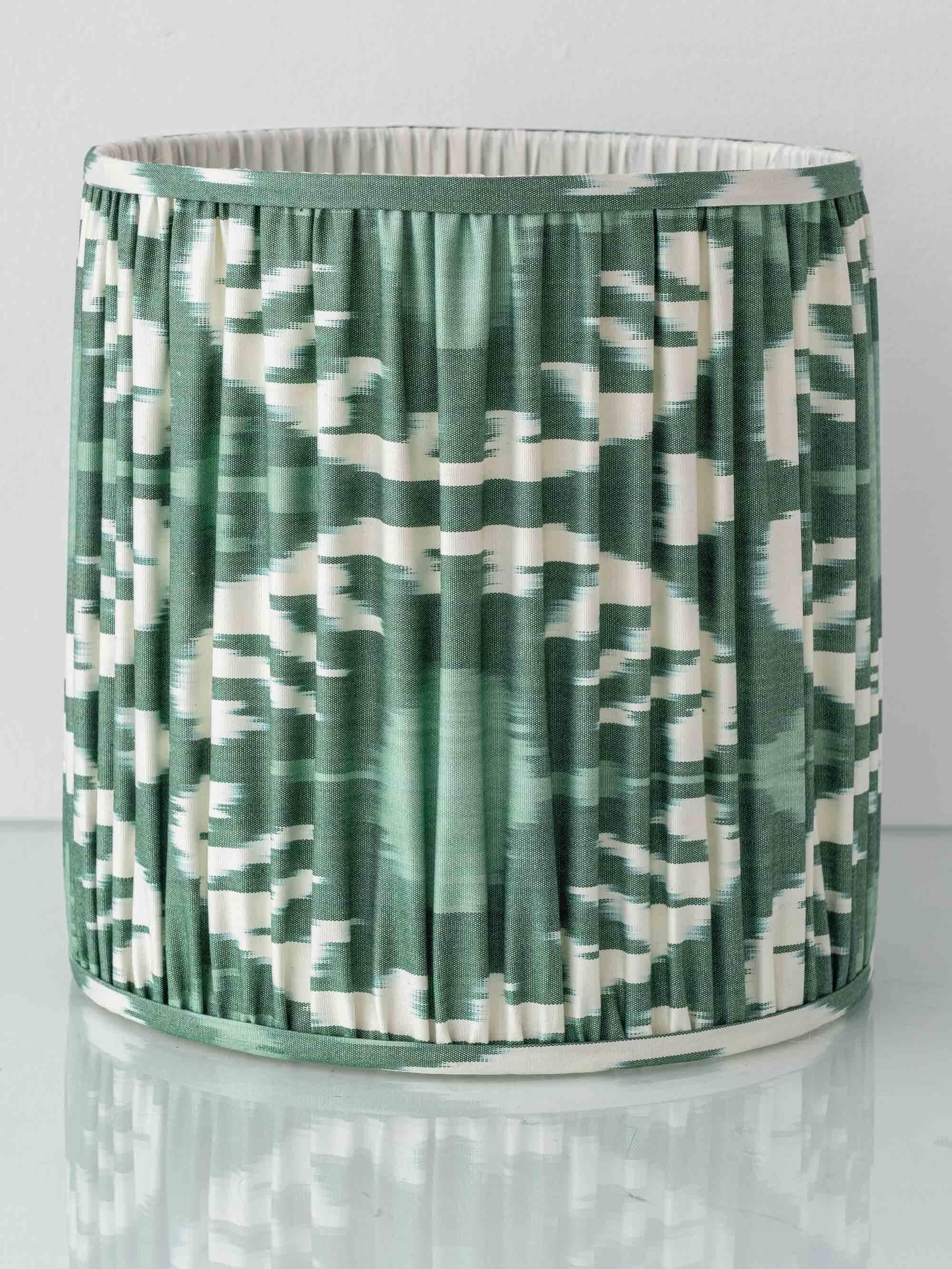 Art Deco table lamp by Charles Catteau for Boch Frères "Pineapple" with new Ikat silk shade.