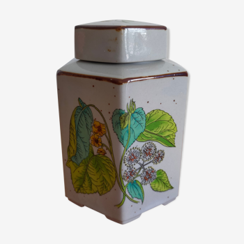 Tea pot herbalism vintage plant motifs