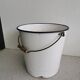 Set of 4 Vintage White Enamel Bucket Planter: 1970s EMO Celje Yugoslavia