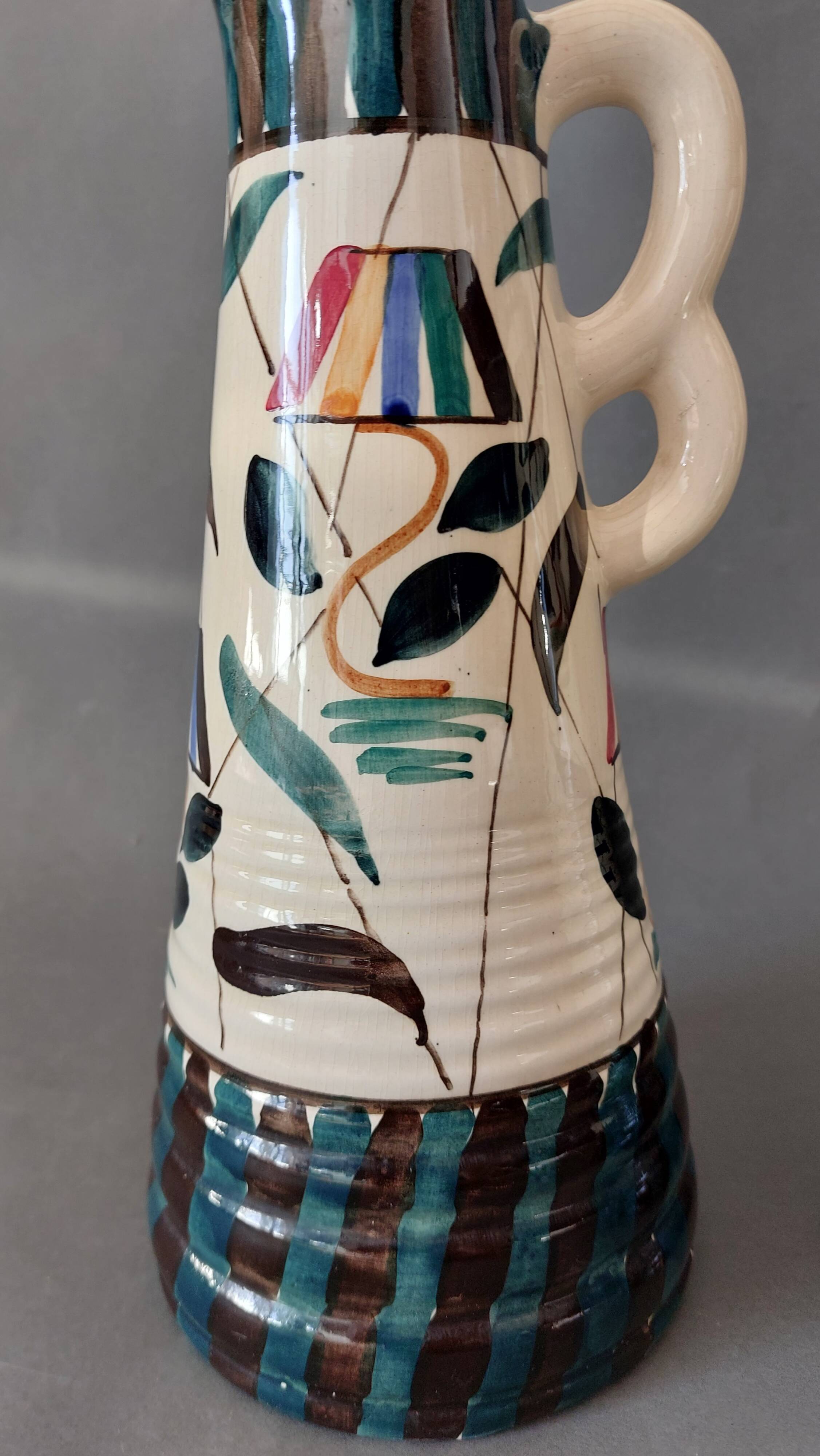 Pair of vases with handles made in Belgium 1950/1960.