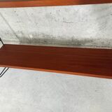 Etagère murale vintage en teck et métal noir style String Tomado