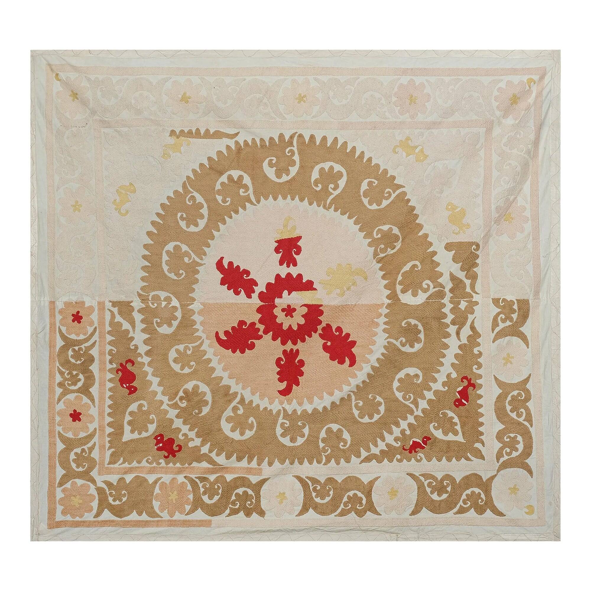 Vintage hand-embroidered tribal tapestry 153x166 cm