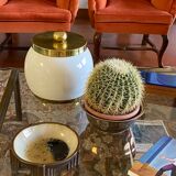 Hollywood regency white ceramic bucket, Italy, ca. 1970