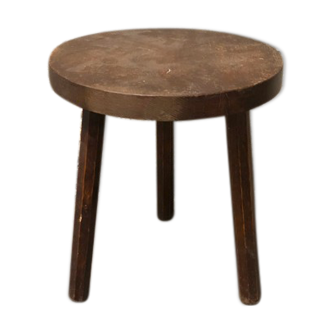 Vintage round stool in dark wood