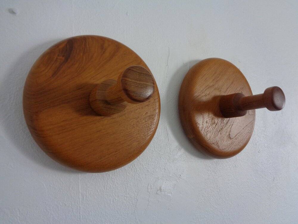 Danish Teak Hooks, 1960s, Set of 2