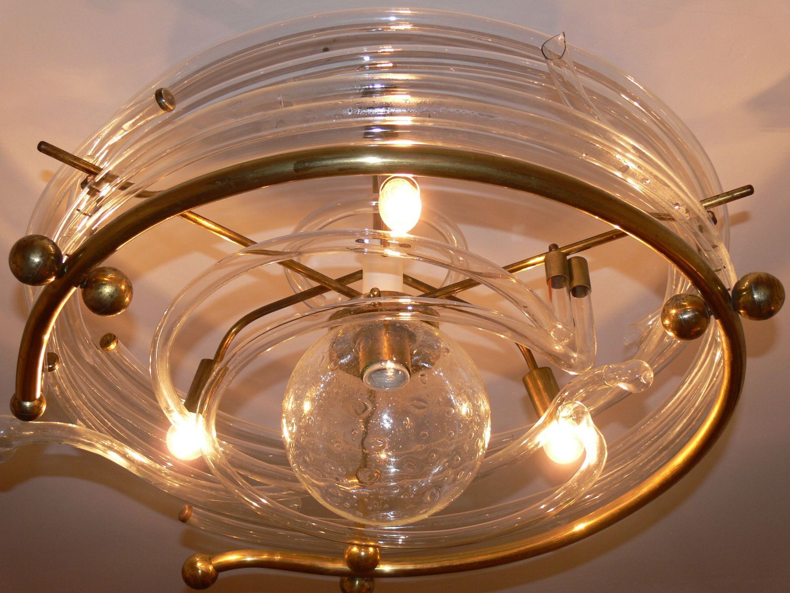 Vintage glass and brass ceiling light