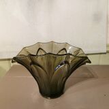 Art Deco vase in polished and frosted smoked glass