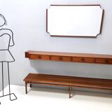 Entryway Set of Wall Mirror, Walnut Console and Bench by Brugnoli, Italy