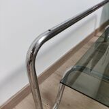 Coffee table in chrome metal and smoked glass design from the 70s