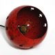 Mid Century red and black small enameled pendant lamp with original canopy