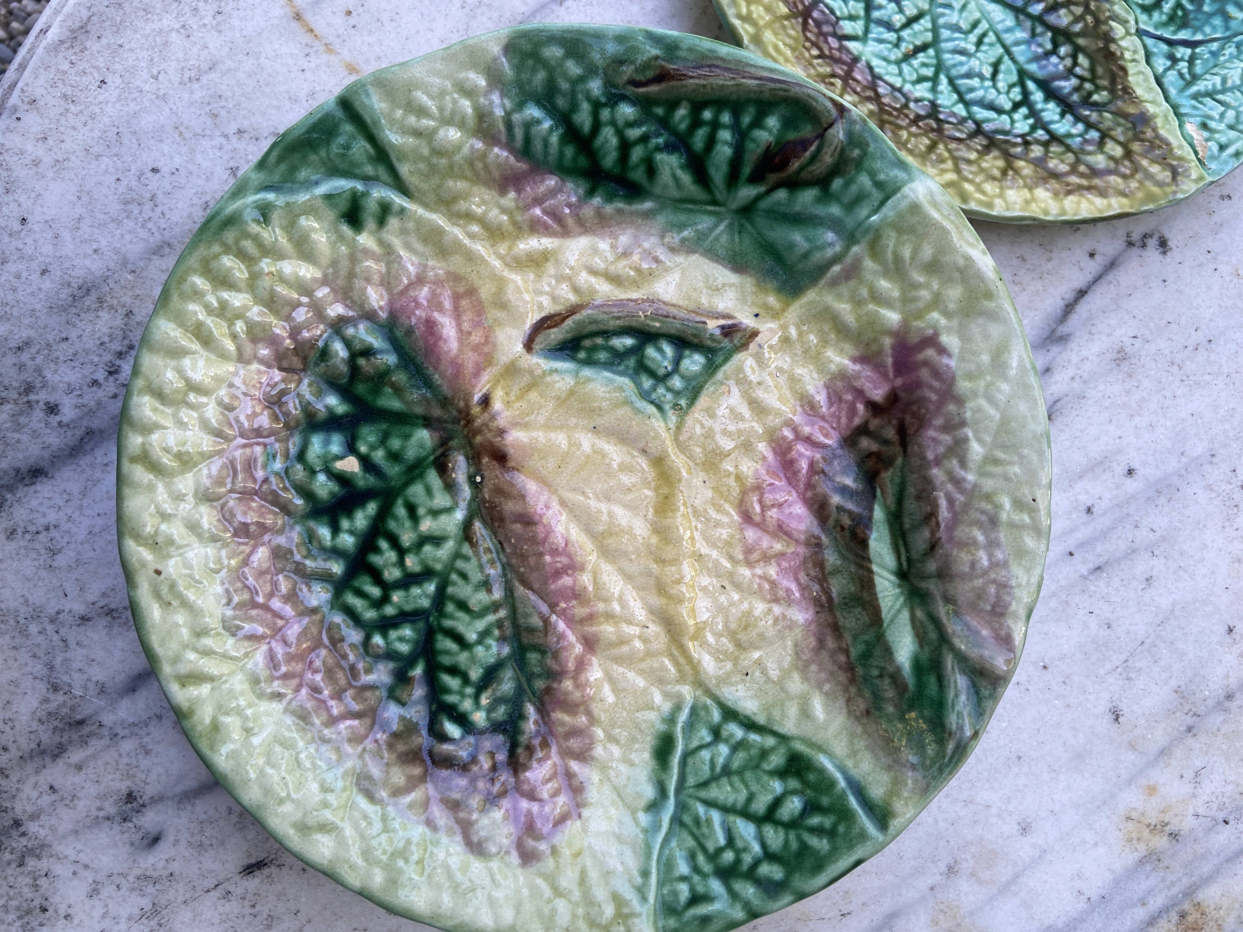 Set 8 slush plates with leaf decoration