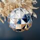 Silver-plated metal faceted ball pendant light - circa 1980