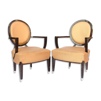 Pair of armchairs with medallion backs