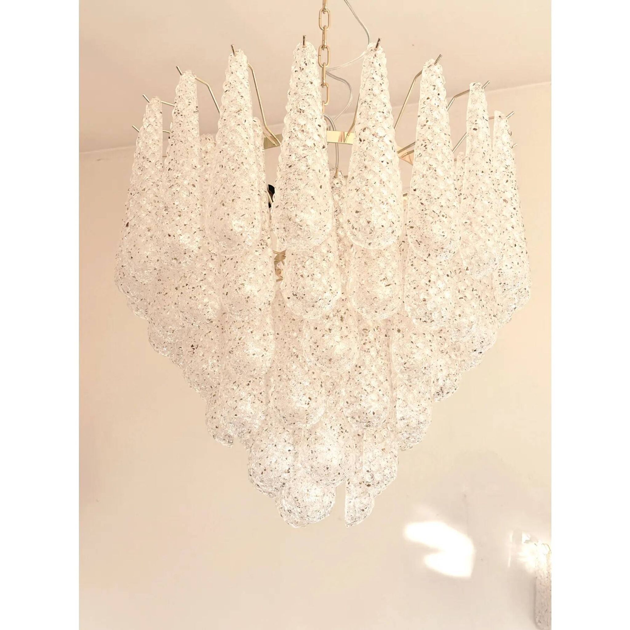 Mid-Century Modern “Conchiglie” Murano Glass Gold Chandelier