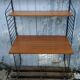 Vintage modular desk shelf in Teak veneer and black metal, Nisse Strinning, 60s