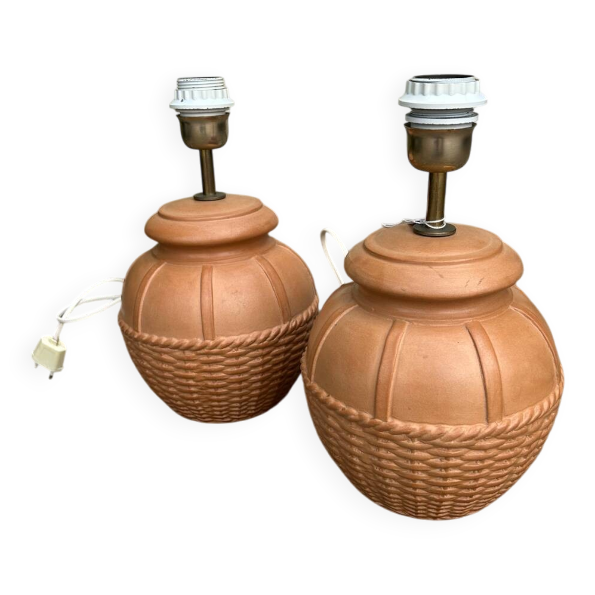 Pair of vintage terracotta lamps from the 1970s
