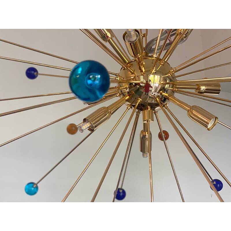Contemporary Multicolor “Star” Murano Glass Sputnik Chandelier