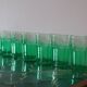 7 large vintage green water glasses