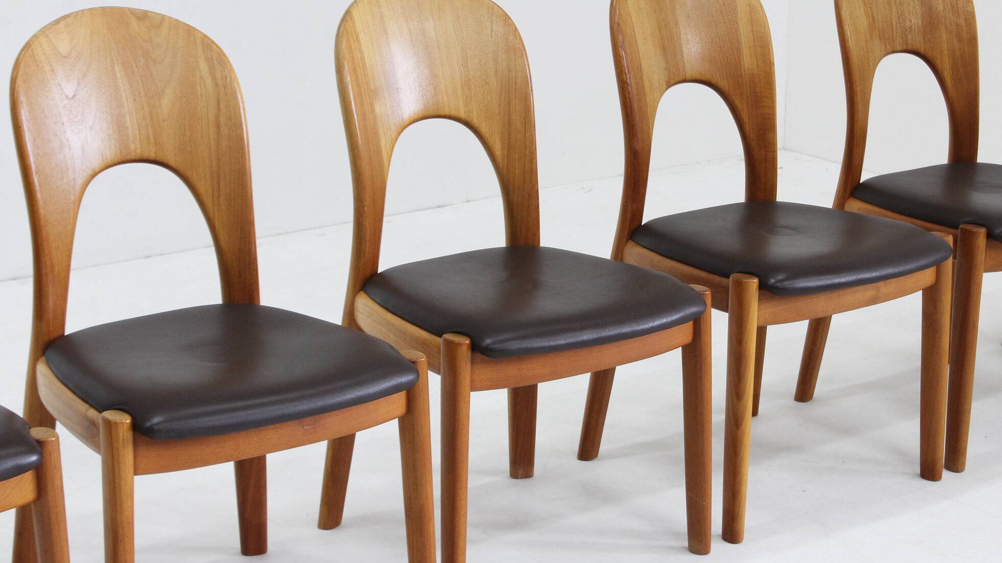 Vintage Danish teak dining chairs by Niels Koefoed set of 6
