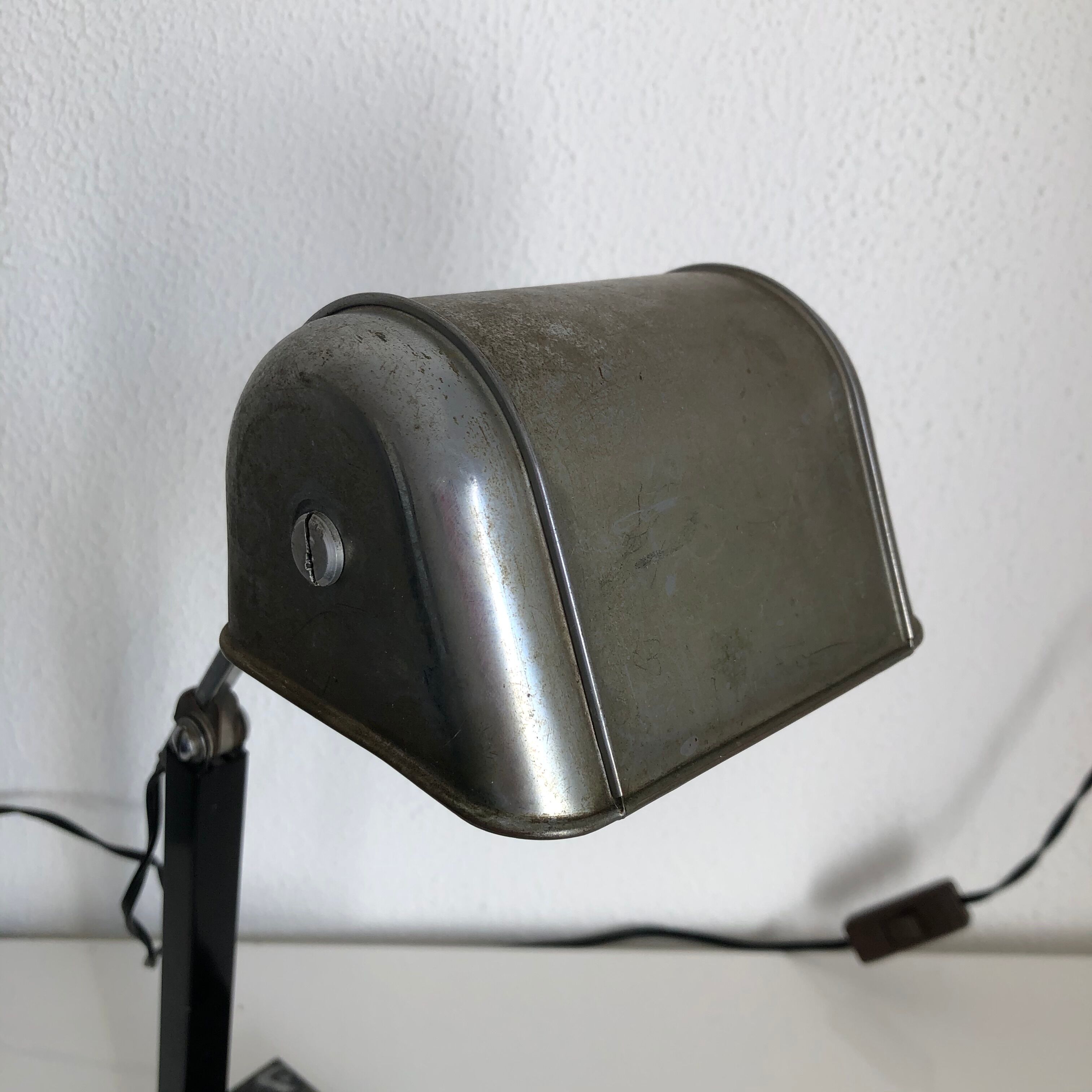 French craft lamp vintage black marble 1930 42 cm