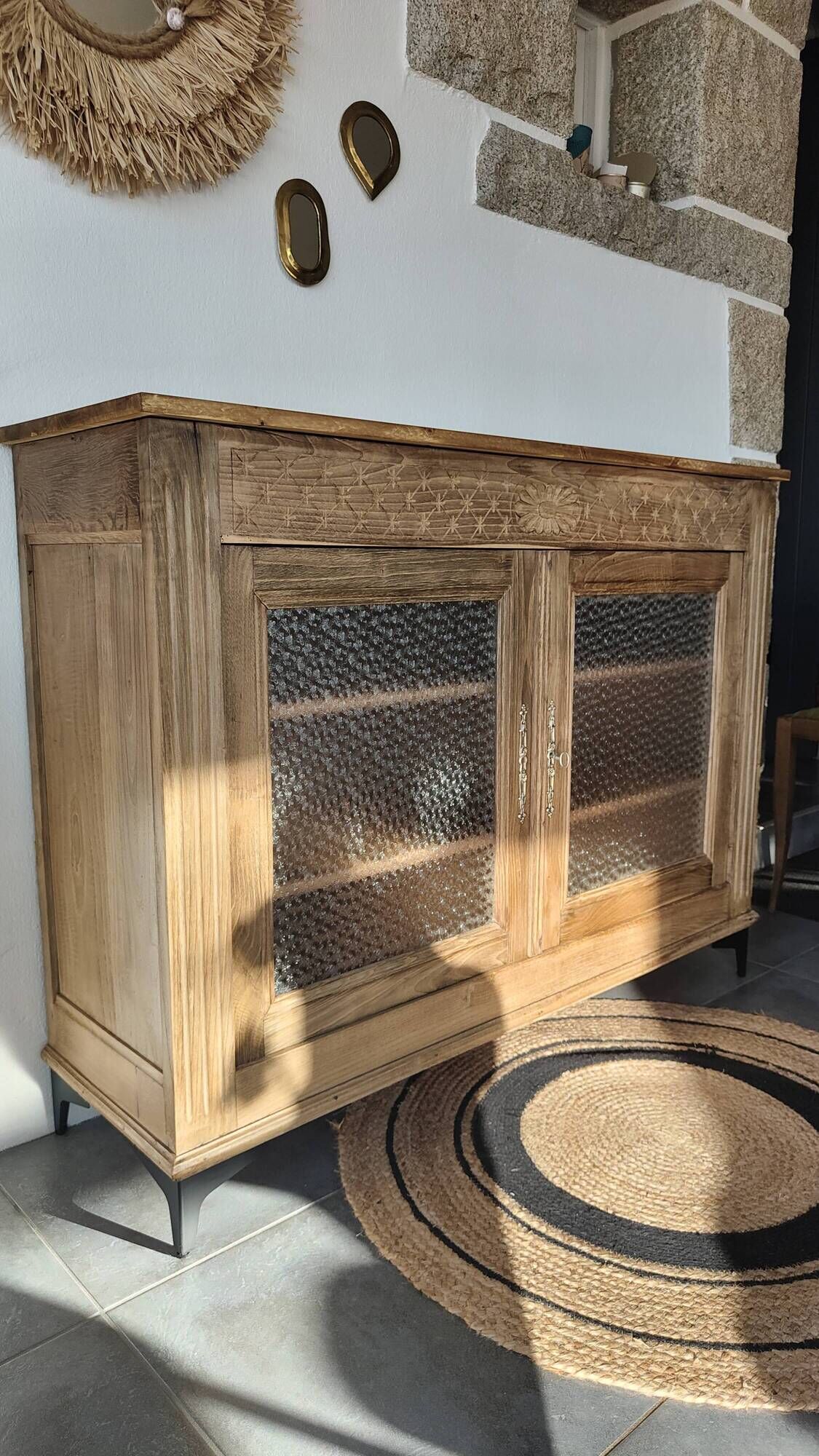 Old Art Deco Parisian buffet in stripped raw wood