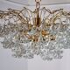 Lustre, 3 levels, crystal flowers, Italy 1970