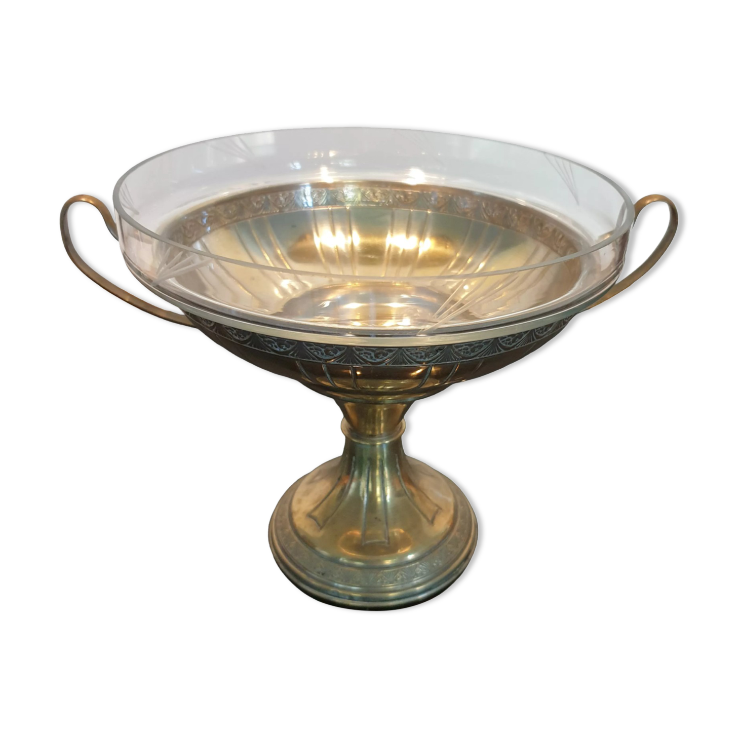 Art Deco brass cup and engraved cup