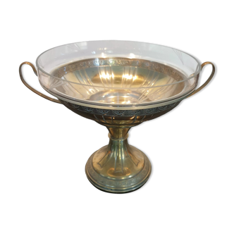 Coupe en laiton  art déco et sa coupelle gravée