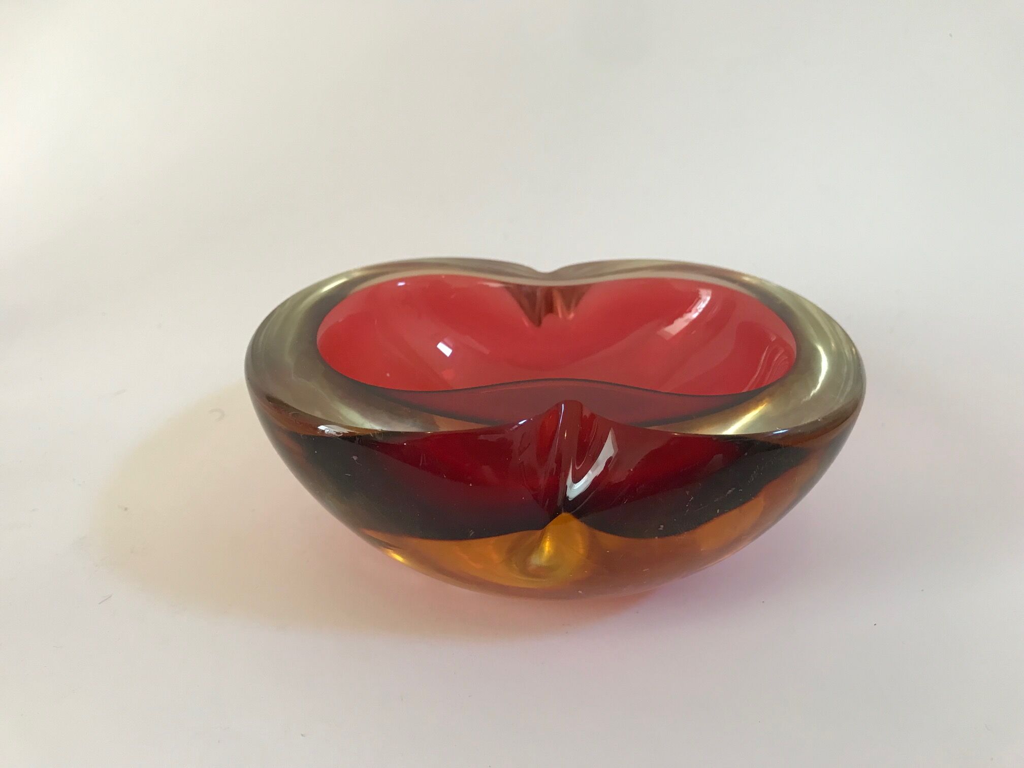 Ashtray sommerso red doubled yellow