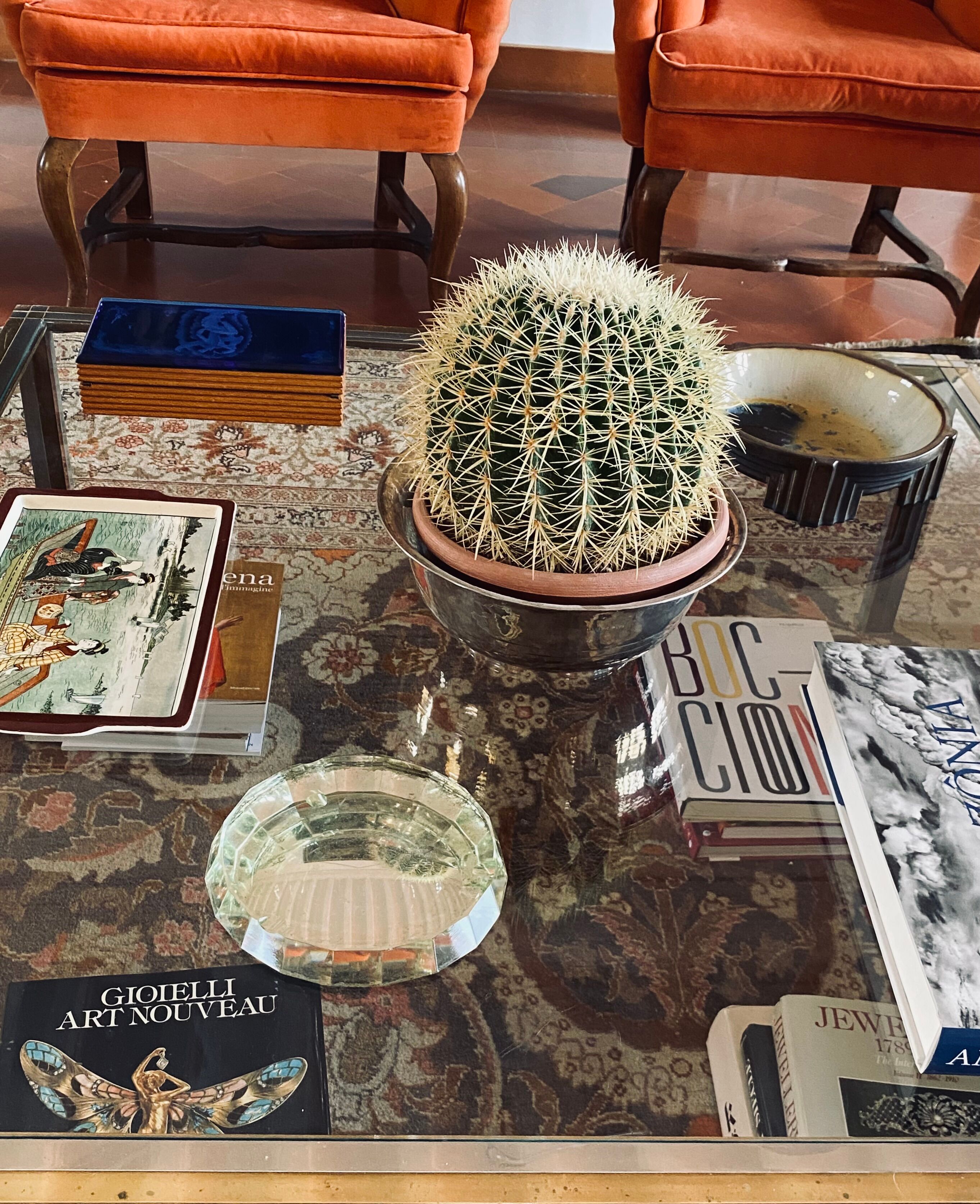 Modern mirrored crystal beveled ashtray, Italy 1940s