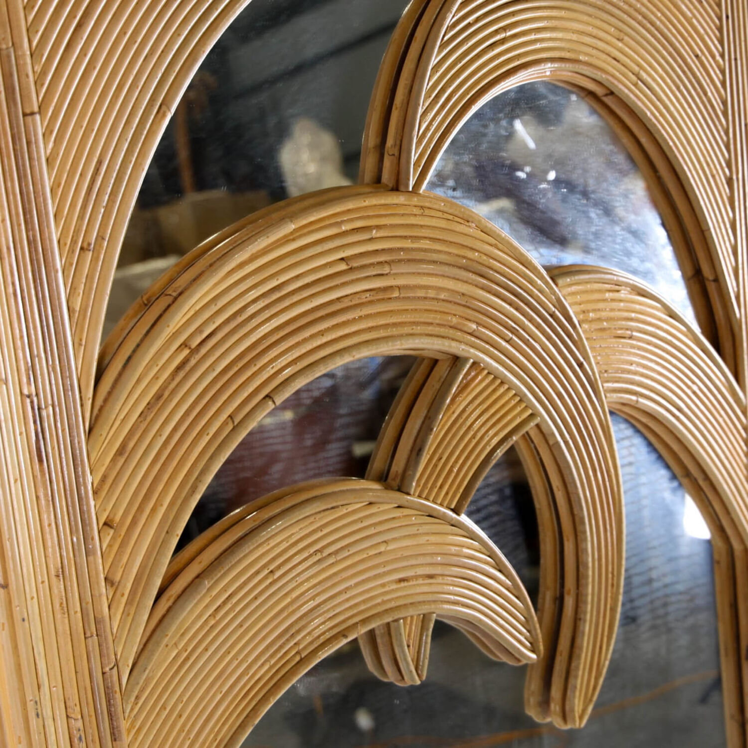 "Rainbow" rattan mirror