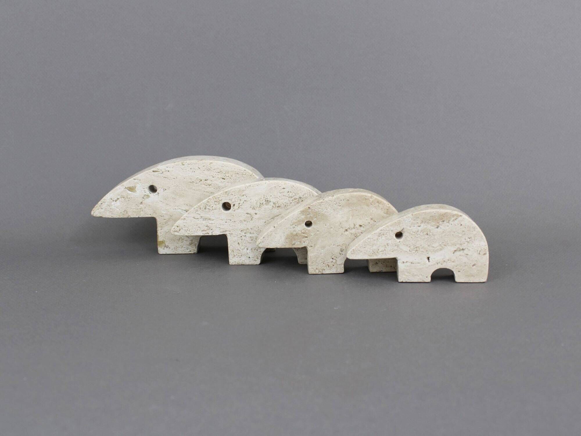 Set of 4 travertine anteaters Fratelli Mannelli vintage 70s