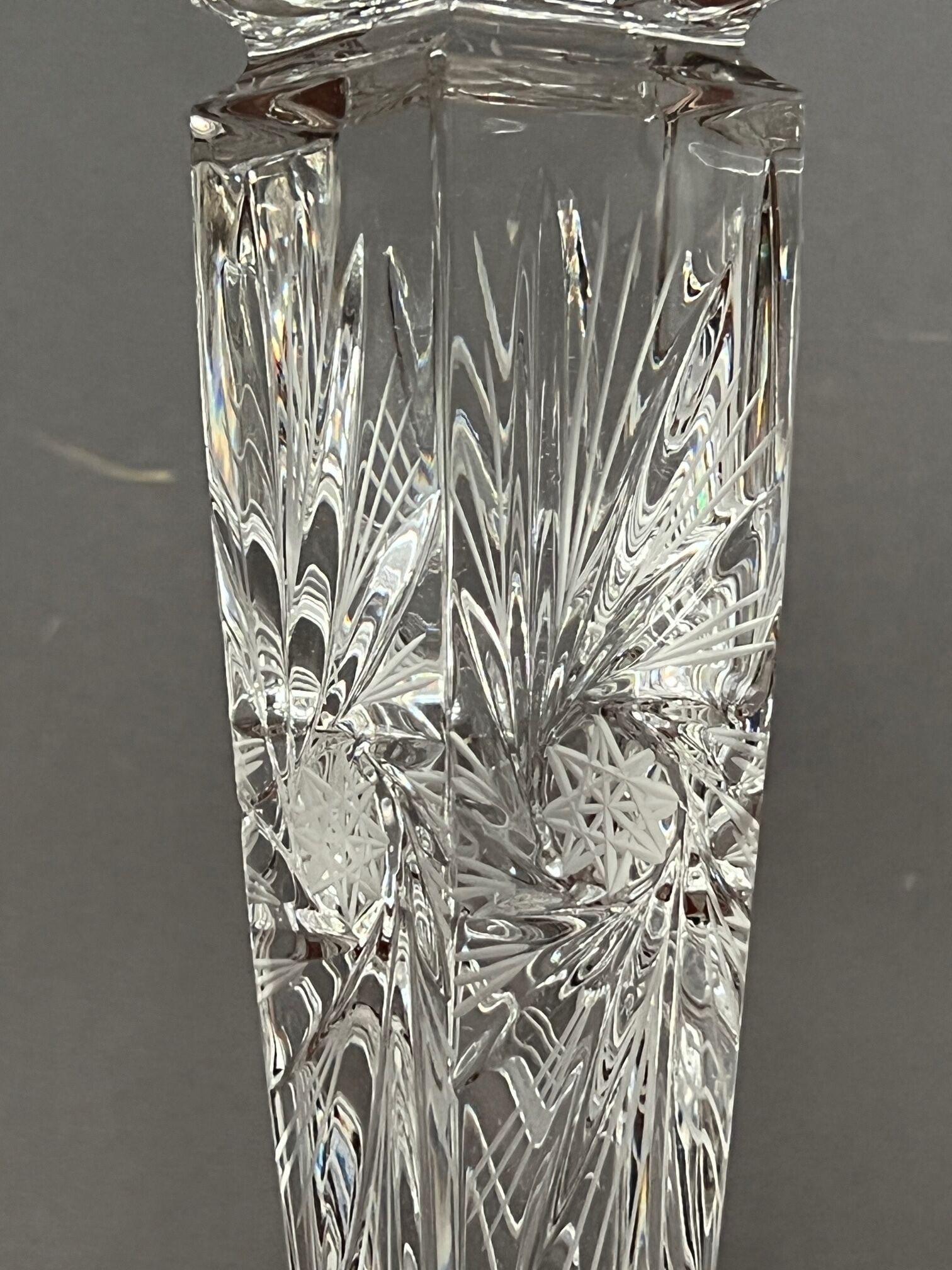 Pair of hand-cut solid crystal candle holders.