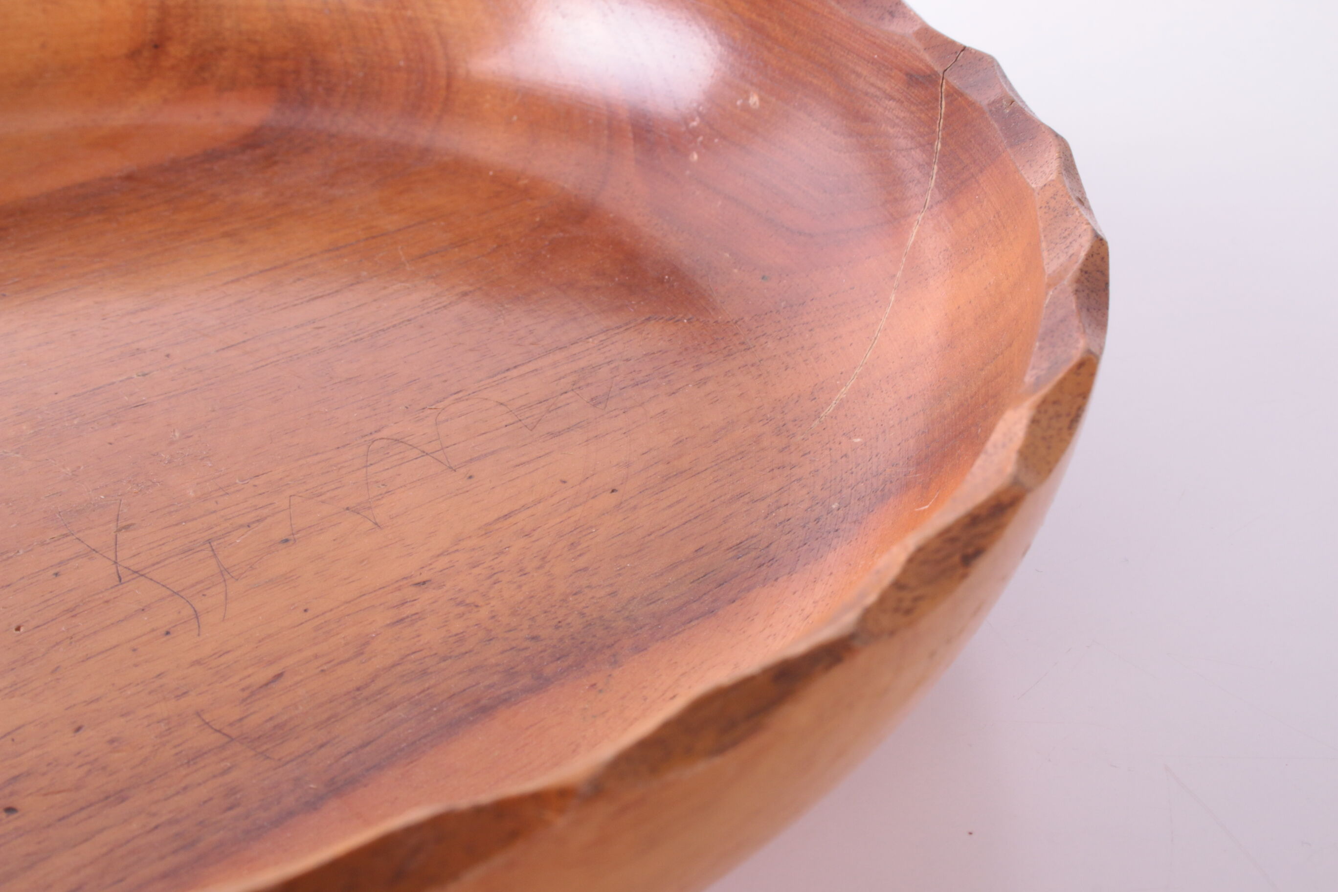 Vintage teak wooden high bowl or fruit bowl 1960s Denmark