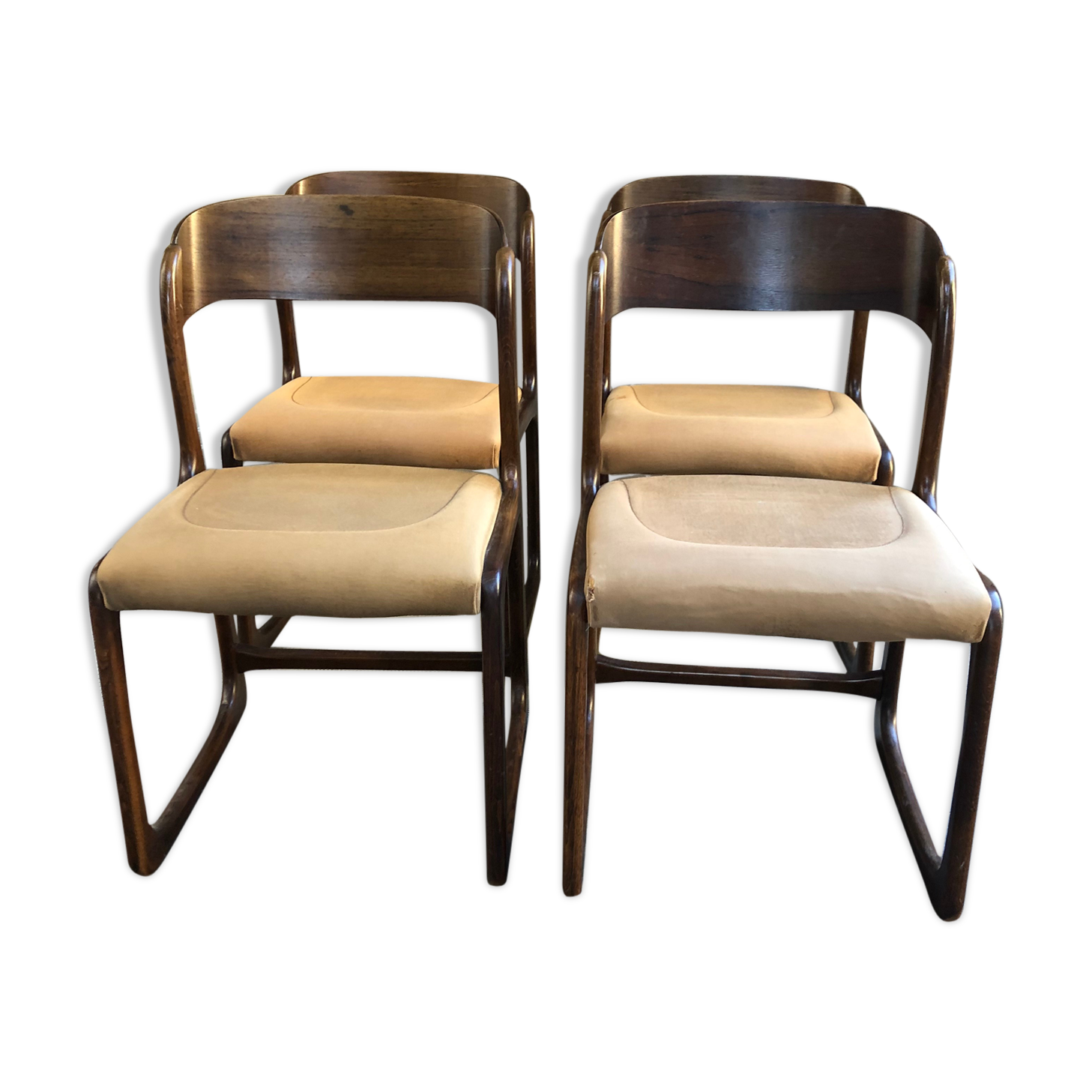 Original Baumann "Sled" series of 4 chairs