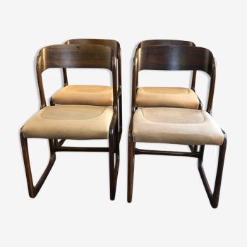 Série de 4 chaises Baumann "Traîneau" assise d’origine