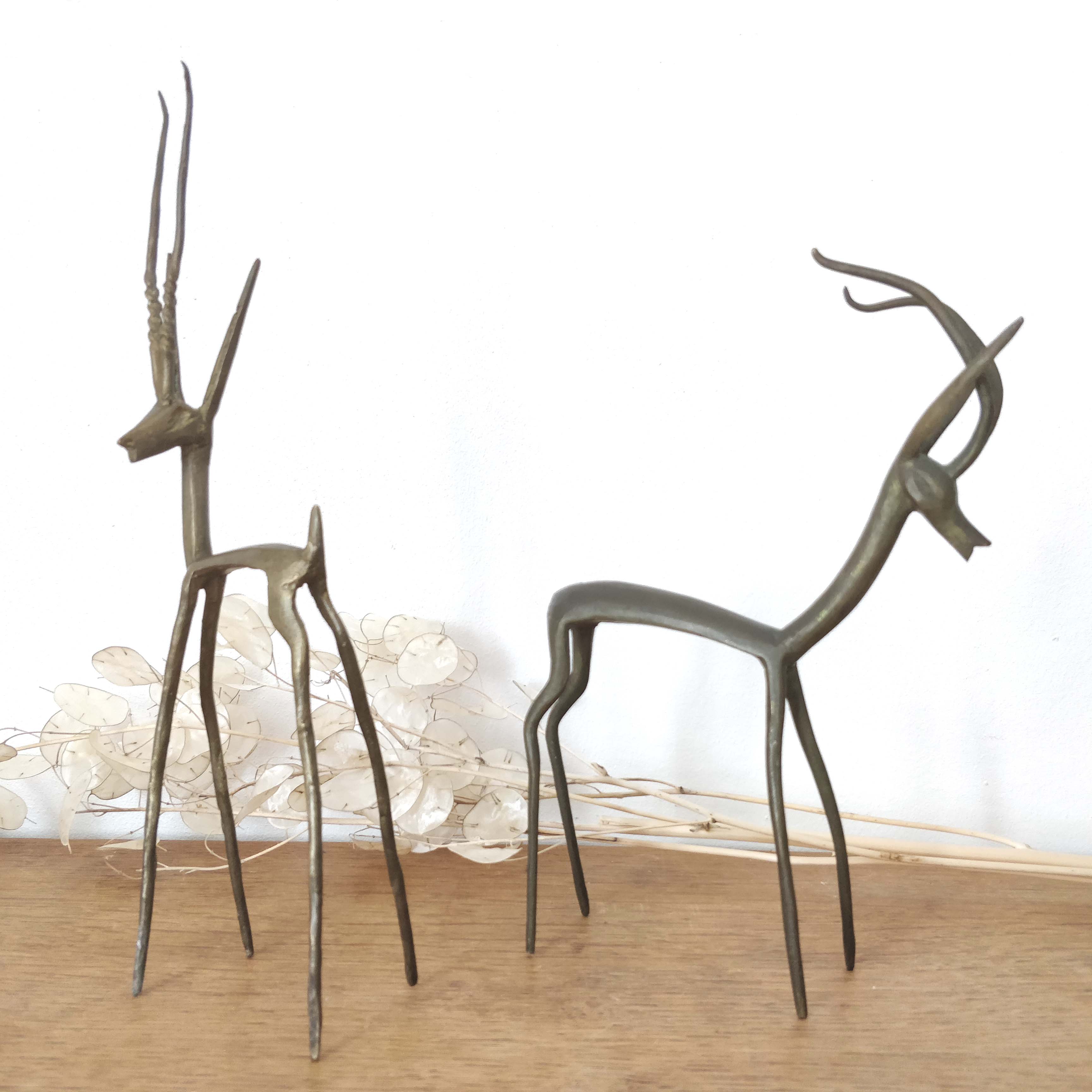 Duo of african brass gazelles