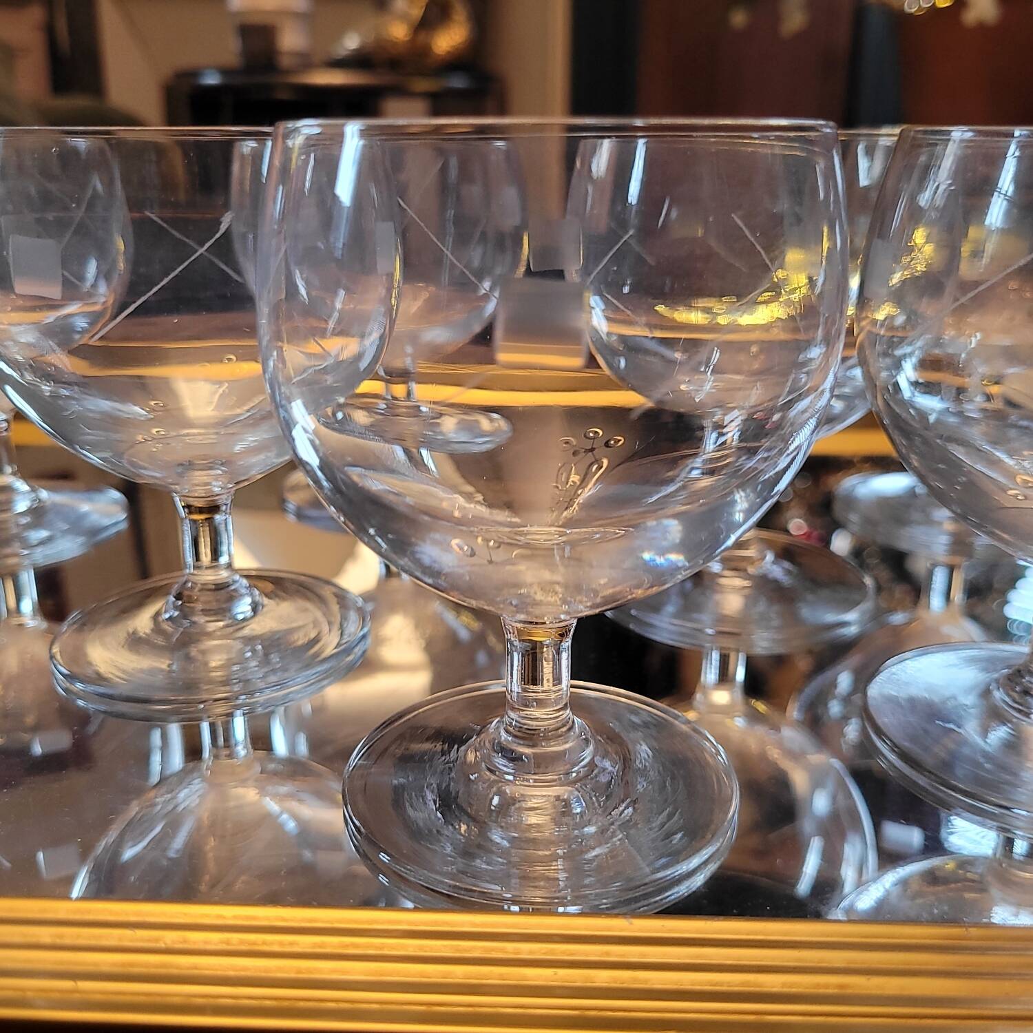 8 cut-glass balloon glasses – 1960s