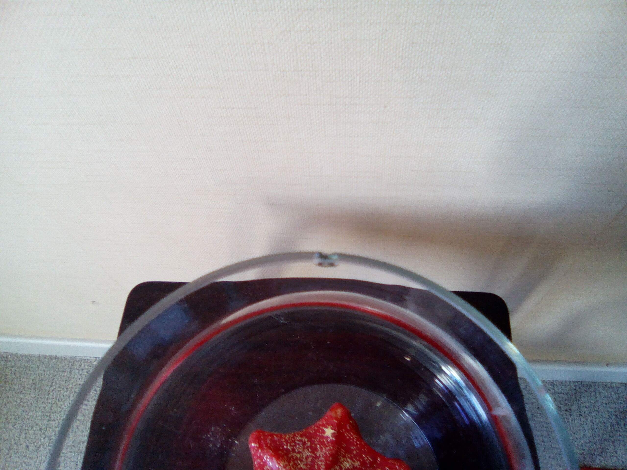 Large glass tempète lamp with candle, 70s