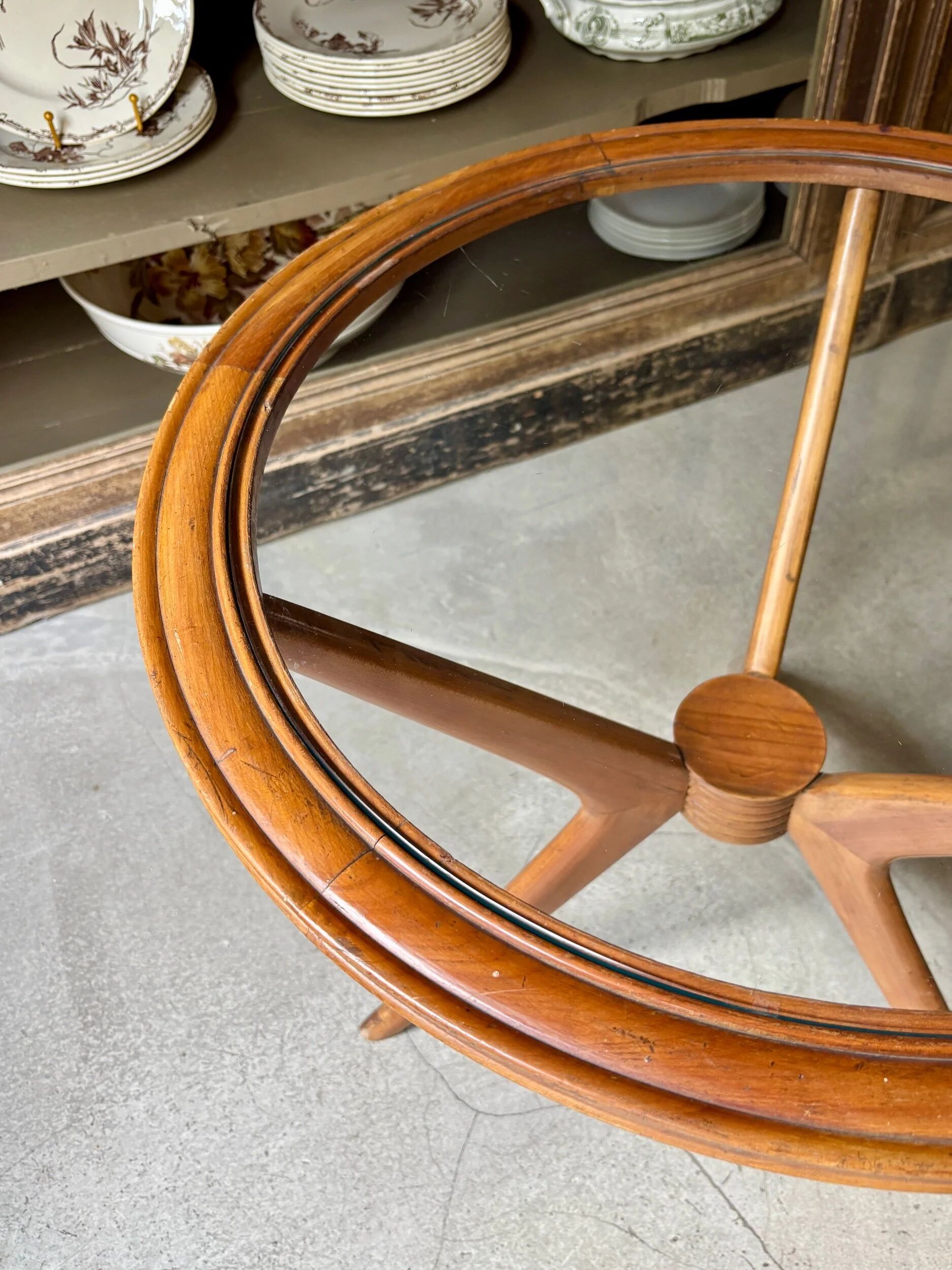 Table basse, d'appoint en bois et verre ⌀ 61 cm