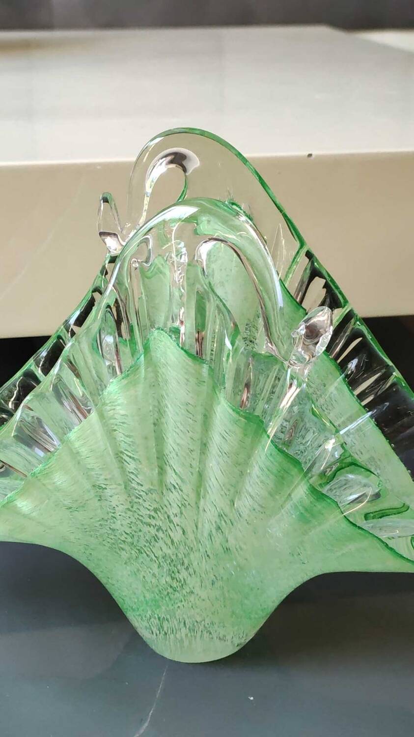 Pocket tray/Mail holder/Letter holder. Organic aquatic form. Blown Art Glass Murano Italy