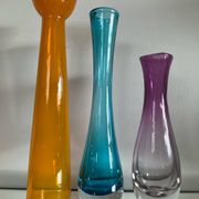 Set of 3 vintage glass paste vases